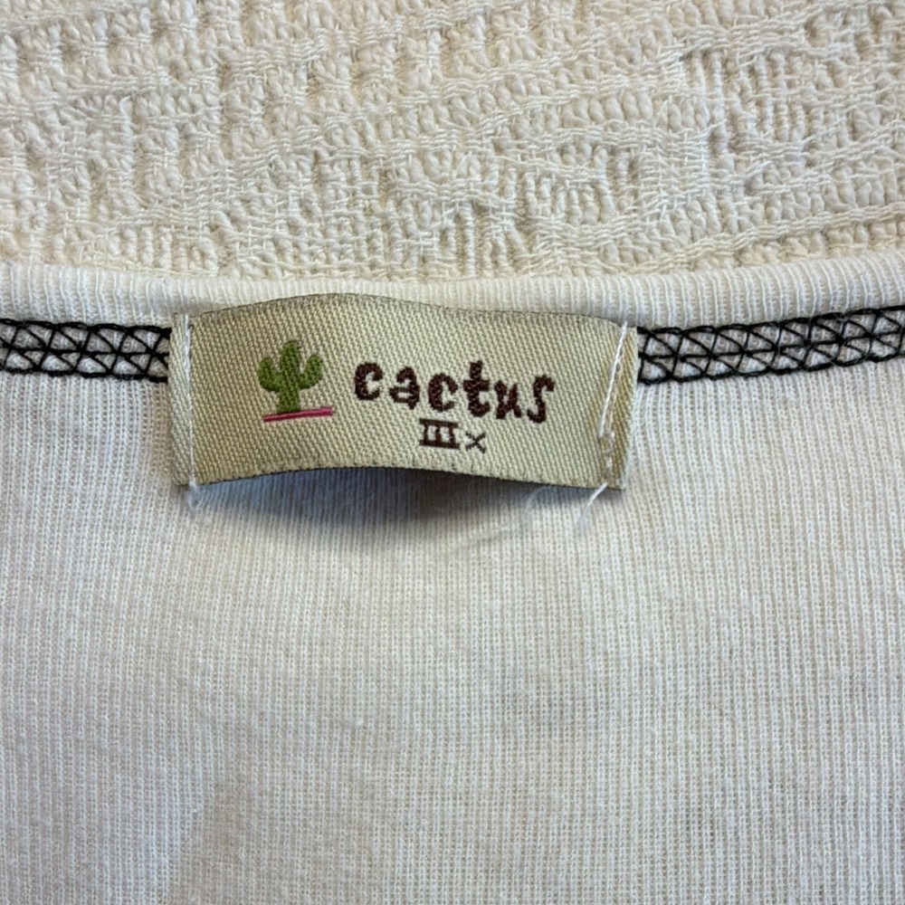 Cactus Chicago Floral Rhinestone Knit Top White Black 3/4 Sleeve Womens M - Picture 2 of 7